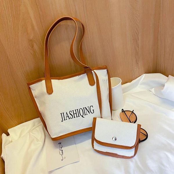 

3pcs/set canvas handbag women letters large capacity classic texture creative design chic shoulder clutch totes bags