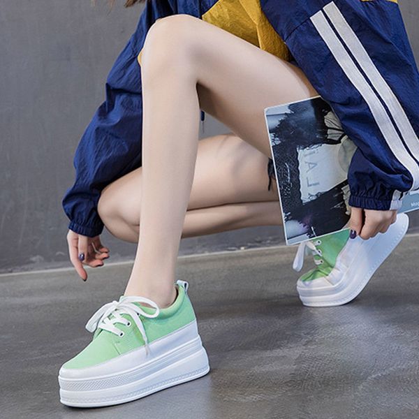 

vulcanized shoes women 2020 spring and autumn increased canvas shoes wild breathable thick bottom casual sports women shoes fs-7 y200801, Black