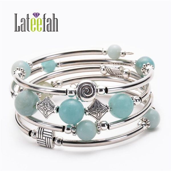 

lateelah fashion jewelry matte stone bead bracelet hematite wrap bracelets for women, Black