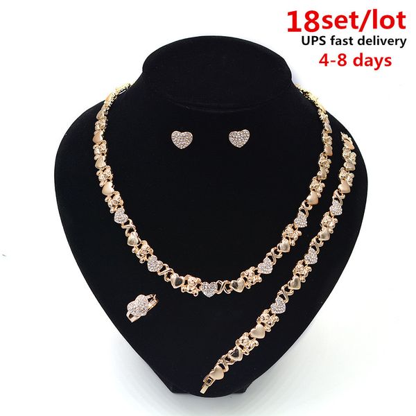 

18 sets/lot african jewelry set necklaces women earrings 14k gold plated jewelries set for women wedding gifts, Black