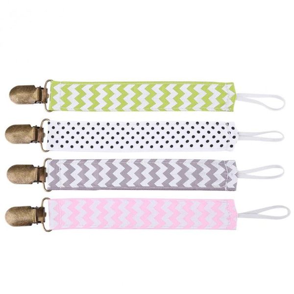 

4pcs/set baby infant pacifier soother nipple holder cute anti-lost clip strap ribbon baby soother holder for kids