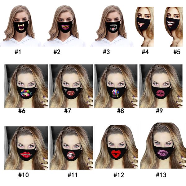 

13 styles lips face mask 3d designer face mask 3d printing adjustable protective mask dust and haze with pm2.5 breathable face masks