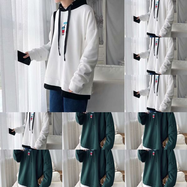 

осень и зима топ sweatersweater свитер мужских ины хипа-хоп поддельные из двух частей сшивания топ lazy стиля рыхлого капюшона пара куртки g, Black
