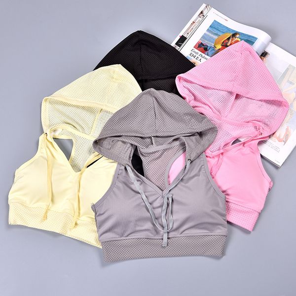 

gym clothing 2021 sports yoga bra shockproof running hood strength elastic fitness no steel ring underwear, White;black
