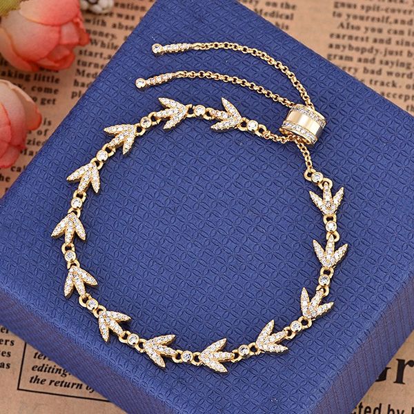 

new gold color crystal zircon tree leaf bracelet for women charm bracelets and bangles friendship female jewelry gift zk30, Black