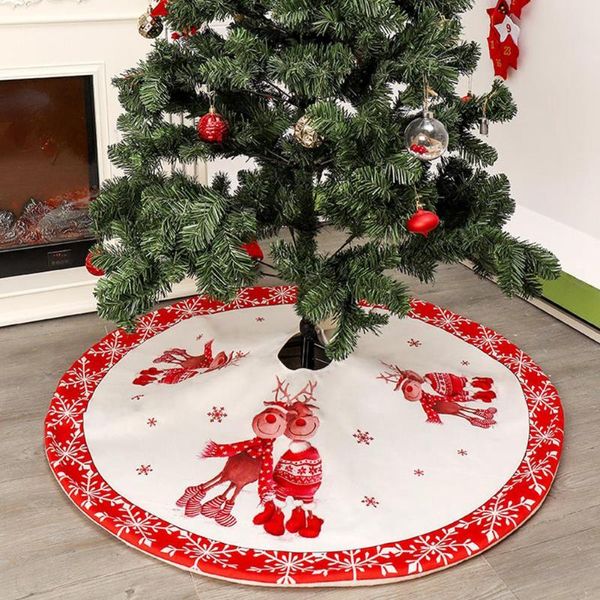 

christmas decorations tree skirt double deer print 120cm bottom decoration year home outdoor decor event party