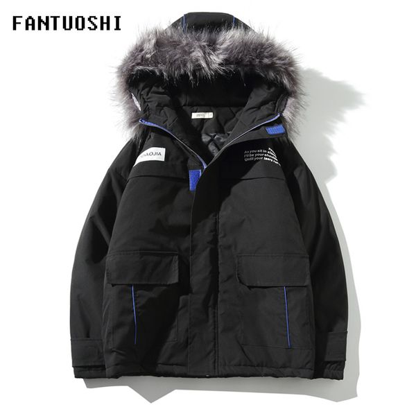 

2020 winter jacket men hooded thick warm windproof parka coat casual loose down mens jacket plus size 5xl, Black