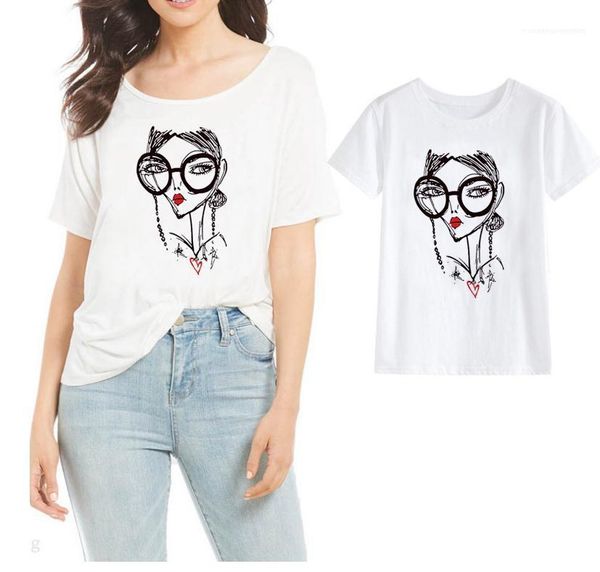 

sleeved tshirt summer plus размер casual crew neck тройники famale сыпучие одежда женская printed short, White