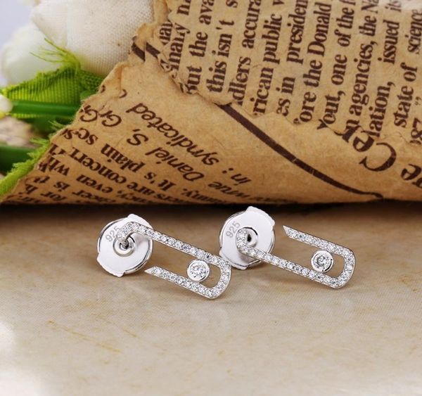 

moonmory real 925 sterling silver pure love pearl vintage earrings crystal zircon(stone can not moved )jewelry pave01, Golden;silver