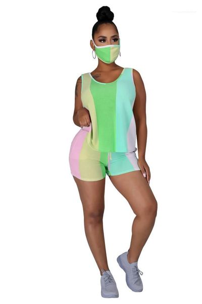 

shorts slim sleeveless o neck tracksuits fashion womens striped tracksuits women designer bandage patchwork tracksuits casual 2 piece biker, Gray