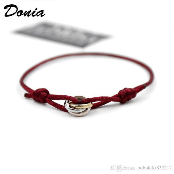 

donia jewelry luxury fashion exaggeration titanium steel three small circles multicolor rope individual geometric pattern party birt, Black