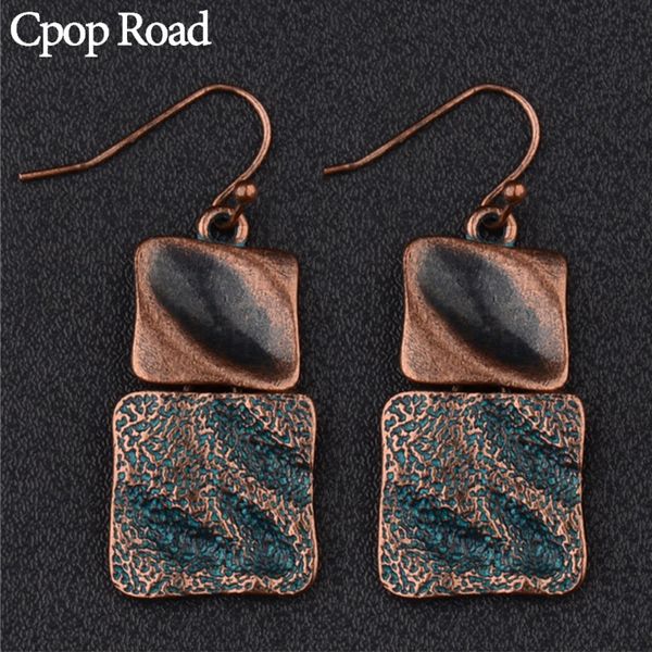 

dangle & chandelier cpop boho vintage earrings bronze geometric statement ethnic women jewelry accessories gift wholesale 2021, Silver