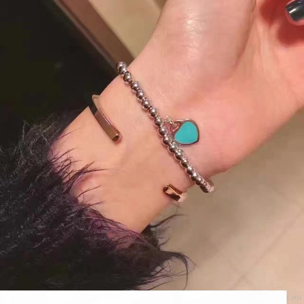 

925 sterling silver red heart-shaped t with the same type of blue heart buddha bracelet bracelet, Black