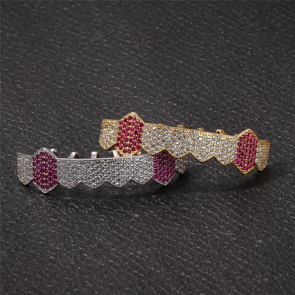 

hot selling unisex hip hops rap nightclub accessories micro-inlaid zircon single row 8 tooth decorative gold braces