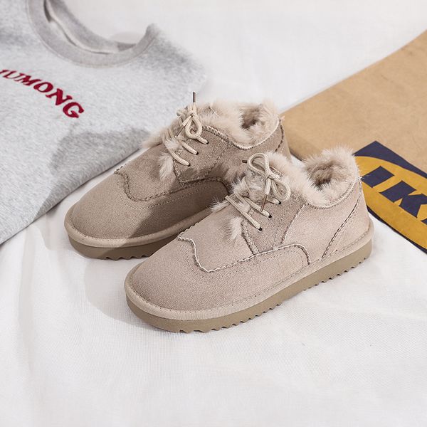 

2020 winter new ankle boots woman wool fur female snow boots flat warm shearling fur snowboots woman botas mujer invierno w24-38, Black