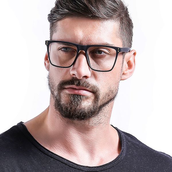 

classic oversized glasses frame men women square transparent lens optical sepectacles plain eyeglasses eyewear with box fml, Black