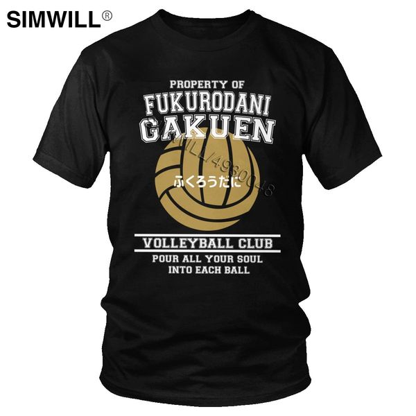 

свойство из fukurodani гакуэн сова волейбольный клуб t-shirt men коротким рукавом япония манга haikyuu тенниска хлопка большого размера руба