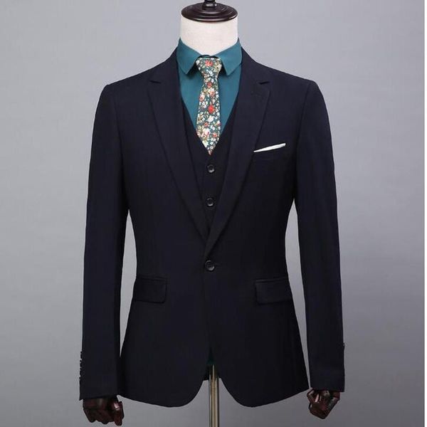 

men's suits & blazers two pieces vest pants suit for men british business 2021 autumn fashion solid color classic terno masculino slim, White;black