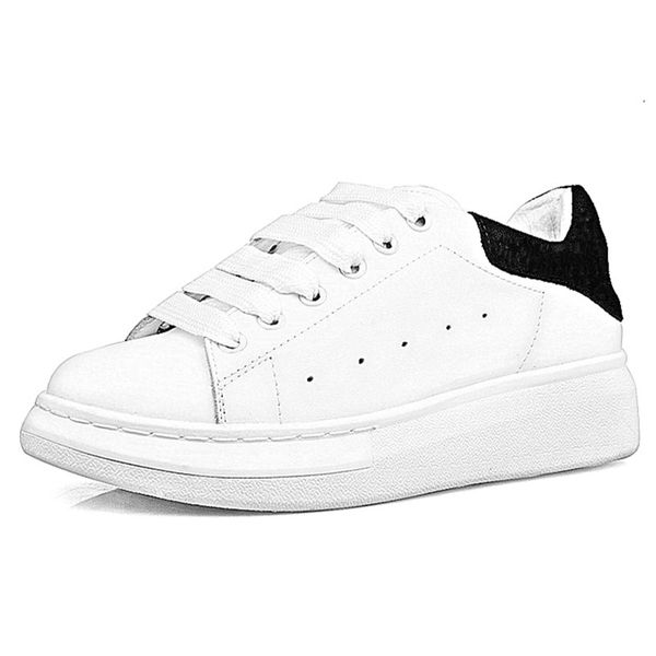 

mobbtty genuine leather platform white shoes flat sneakers student sport couple shoes lace-up thick bottom scarpe casual, Black