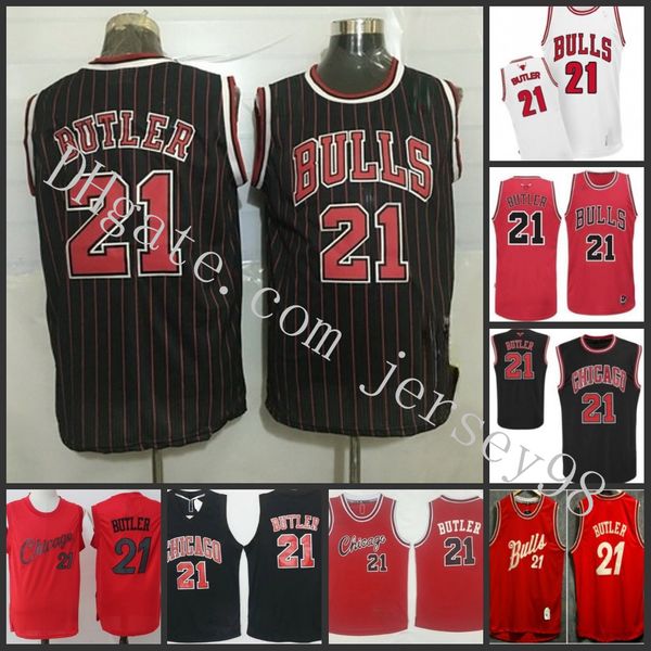 

chicago bulls men #21 jimmy butler black nba men red jersey