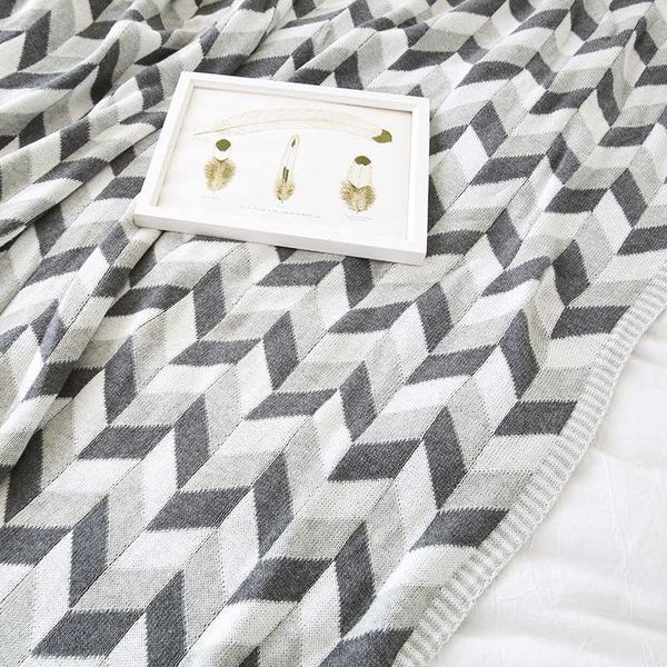 

collalily nordic 100% cotton sofa throw blanket modern geometric striped plaid grey bedding bed soft throw rug home black white