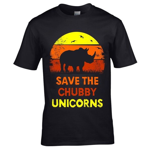 

funny novelty slogan save the chubby unicorns rhino sunset unicorn gift clothing men o-neck active shorts slim fit t-shirt