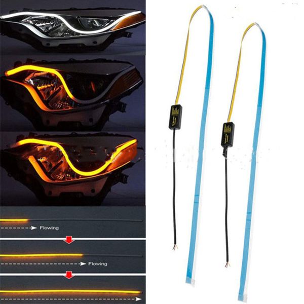 

flexible tube strip led car daytime running lights turn signal flowing headlight led strip light 30cm 45cm 60cm