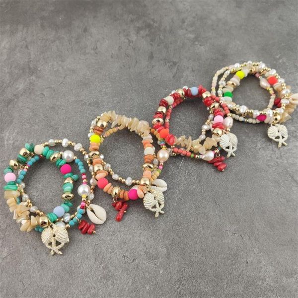 

3pcs set coral bracelets & bangle for women vintage love star stone tassel charms bracelet female jewelry gift, Black