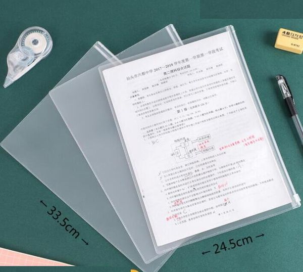 Матовый мешок файл водонепроницаемая молния сумки хранения документов A4 A5 A6 B5 Прозрачные папки с файлами питания держатель офис школы Канцелярские подачи