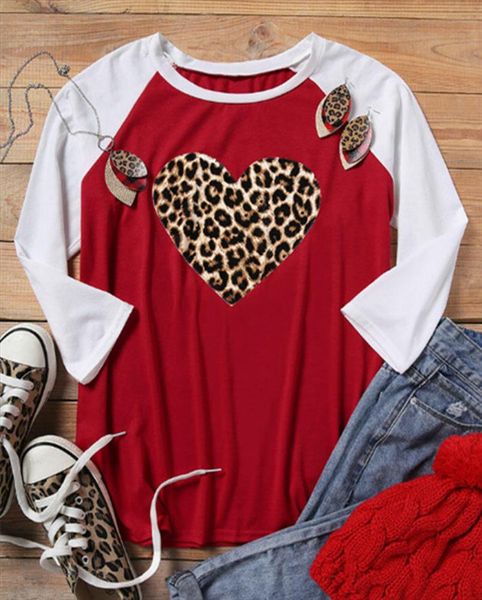 

three quarter sleeve t shirt valentine day women heart print t shirt 2020 new raglan sleeve tee shirts female loose top, White