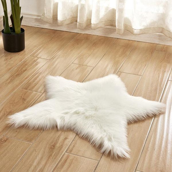 

carpets five pointed star shape long hairy rug 16 colors fur area rugs artificial wool sheepskin baby room bedroom soft shaggy carpet