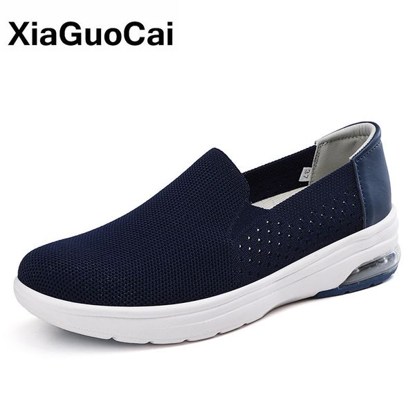 

spring autumn women shoes loafers casual breathable weightlight ladies sneakers slip-on leisure mesh female footwear big size, Black