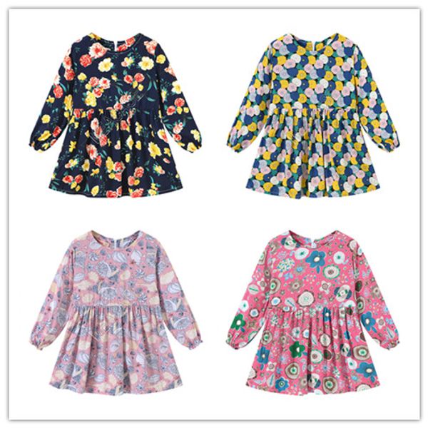 

designers clothes baby girl dress 2020 spring fashion girls princess dresses cute long sleeve dress flora stripe printed skirts d82005, Black;gray