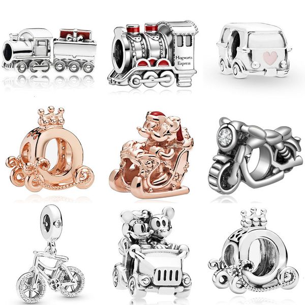 

car & train & motorcycle pendant charms bracelet adapting original pandora bracelet necklace accessories fashion bead jewelry gift, Bronze;silver