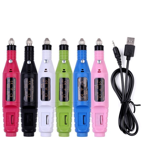 

mini electric manicure set pedicure cutters tool nail drill bit milling machine nail art files polisher manicure machine equipment mini set, Silver
