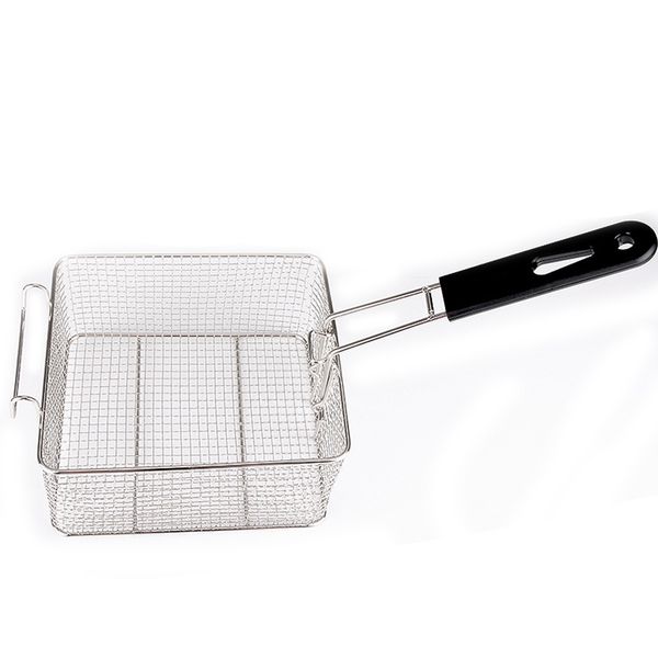 

fry basket food stainless steel fryer square plastic handle serving strainer