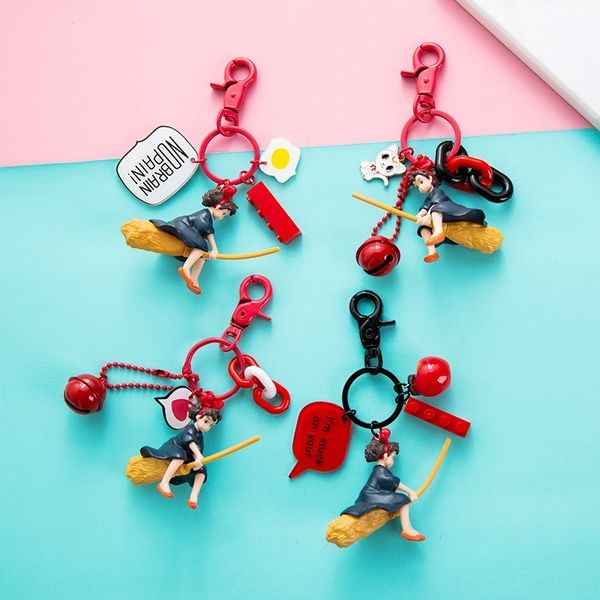 

kiki house emergency bell doll chain female cute cartoon doll bag small key pendant bell key bag pendant v5v1m, Slivery;golden