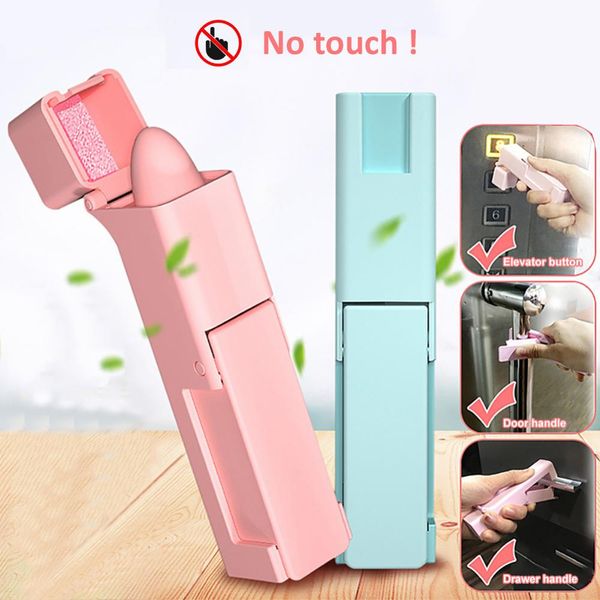 

cgjxsno touch press elevator stick avoid touch elevator tools contactless safety door handle gadgets open door disinfectant, Silver