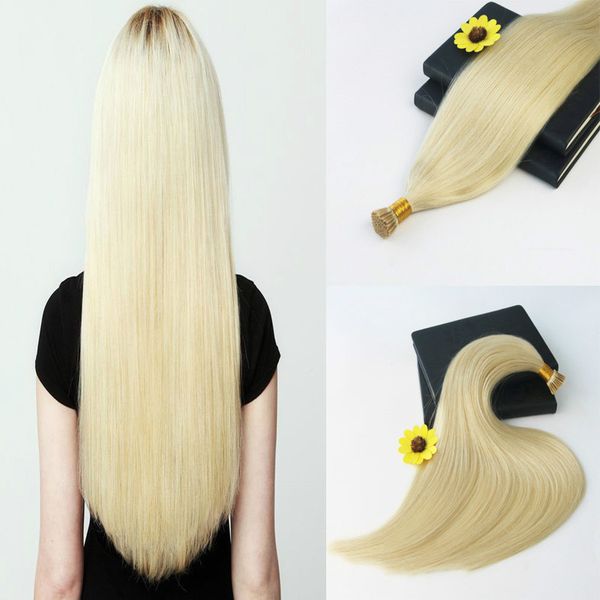

100% virgin brazilian human hair i-tip prebonded hair extensions double drawn remy hair extensions i tip ing, Black;brown