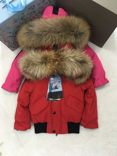 

80cm -145cm 2020 winter jacket children down jackets duck down fur hooded girl boy outerwear ski, Blue