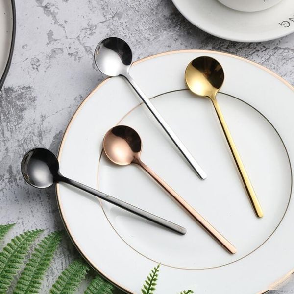 

delicate stainless steel titanium colorful plated spoon multicolor soup spoons stainless steel coffee spoons stir teaspoon lx1318
