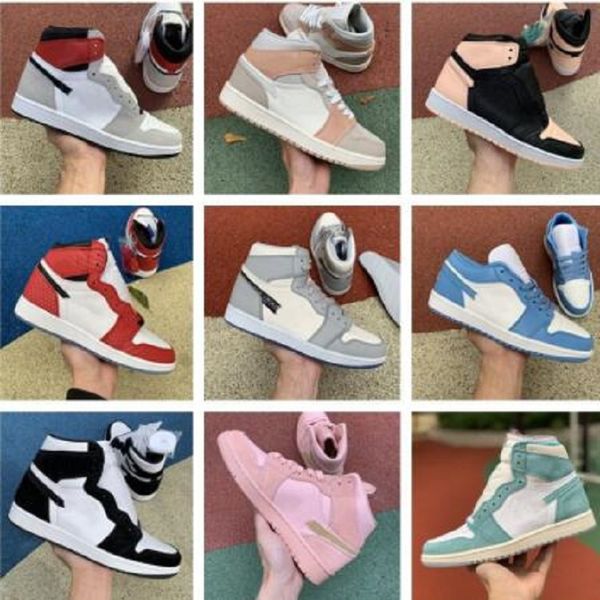 

men trainers 1 1s og low high cut basketball shoes pine green black court purple obsidian game royal unc