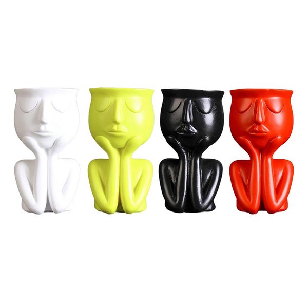 

4pcs chain rest human portrait sculpture flower pot vase succulent planter