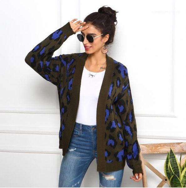 

woman autumn winter loose female clothing sweater women fashion designer clothes womens leopard print long sleeve cardigan sweaters, White;black