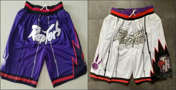 

toronto raptors men just don retro hardwood classics nba embroidered pocket mesh basketball shorts, Black