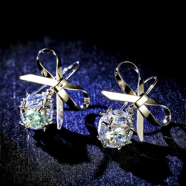

2020 new zircon bow earrings tassel earrings female European and American wild temperament retro earrings a generation of fat