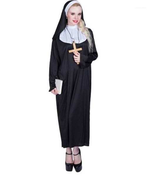 

cosplay nuns on halloween theme costume night club cosplay dresses halloween women nun for women, Black;red