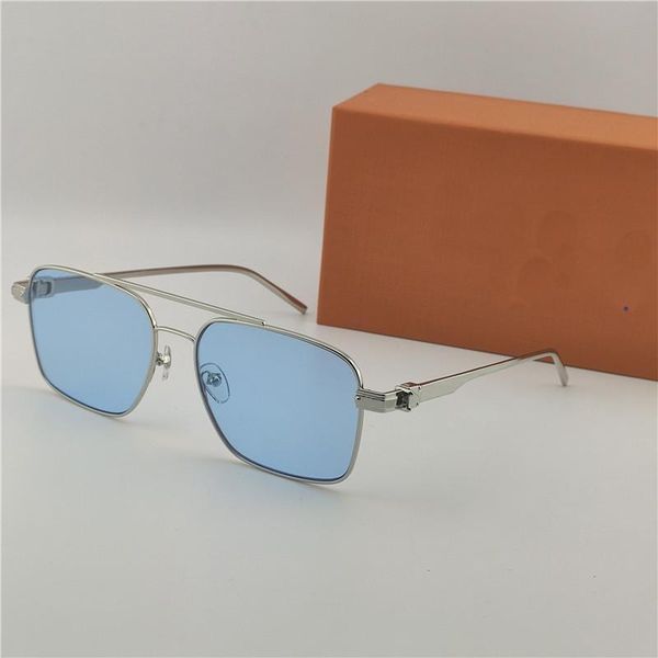 

classic square sunglasses 1267 square silver frame blue lens des lunettes de soleil mens sunglasses uv400 protection with box, White;black