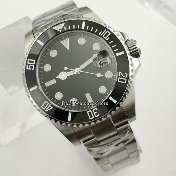 

new bliger/sterile men's clock sapphire glass watch 24 jewels japan nh35 automatic watch men relogio masculino, Slivery;brown