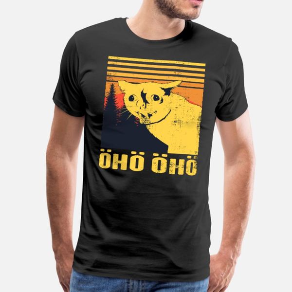

funny coughing cat Ã¶hÃ¶ Ã¶hÃ¶ vintage retro meme t shirt men custom 100% cotton s-3xl leisure loose fashion spring autumn unique shirt